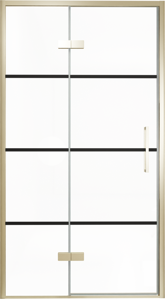 Balmani Senses Design douche draaideur links 120 cm x 210 cm Lined glas, Brushed Champagne Gold profielen, met coating