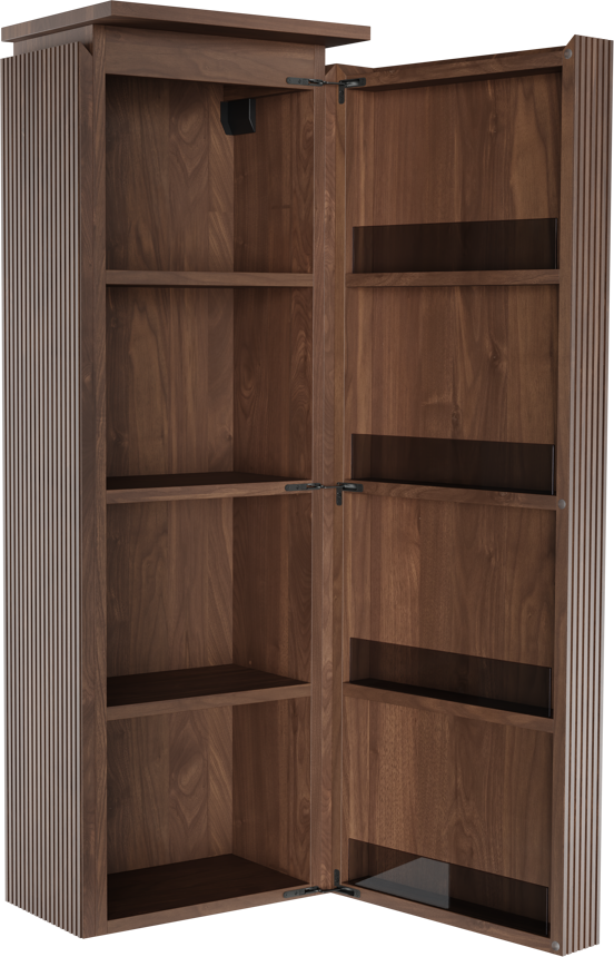 Balmani Eclips hängender Hochschrank Rechts Amerikanischer Nussbaum 44 x 32 x 130 cm, Vert. Sym. Rippe