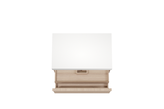 Balmani Forma hängendes Möbelstück Set: 90 x 55 cm, Naturbelassene Eiche, mit Dominus Einzel Waschtischplatte, Solid Surface, Weiß matt, Horizontale symmetrische gerade Rippe