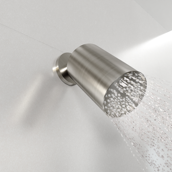 Blaufoss Luxor 90 Duschkopf Rund, 14 x 9 cm, Wandmontage, Brushed CoolMetal