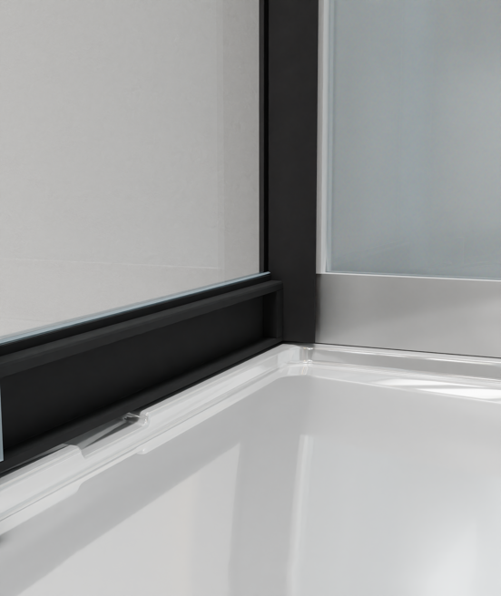 Luca Varess Talan kwartronde douchecabine met schuifdeuren 90 x 90 cm helder glas mat zwart profiel