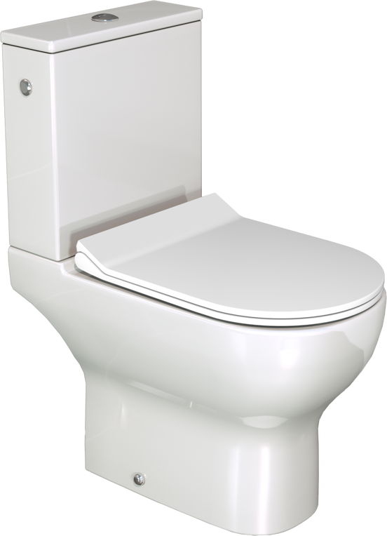 Linie Aviso wc à poser blanc brillant bride de rinçage traditionnelle, set d'installation inclus avec raccordement en S, robinet et flexible