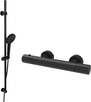 Blaufoss Orion opbouw regendoucheset thermostatische kraan mat zwart
