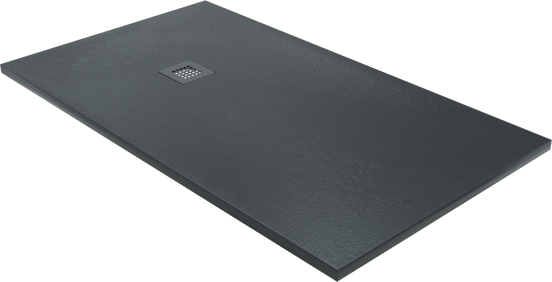 Balmani Vega receveur de douche 140 x 80 cm marbre composite gris graphite structure en ardoise
