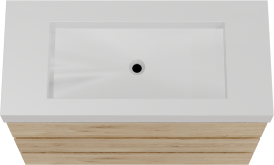 Balmani Lucida freistehendes Möbelstück Set: 120 x 55 cm, Rohe Eiche, mit Modus Einzelwaschtisch für 2 Armaturenlöcher, Solid Surface Weiß matt
