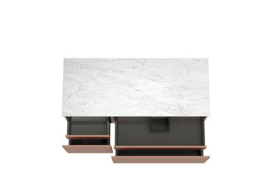 Balmani Sfera hängendes Möbelstück Set: 135 x 55 cm, Cotto, mit Stretto Einzel- oder Doppel Waschtischplatte, Marmor Carrara