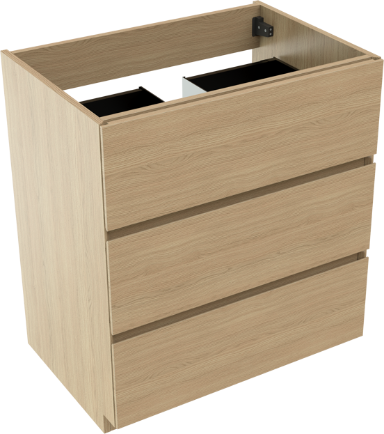 Storke Edge staande wastafelonderkast 75 x 52 cm natuur eik 3 lades