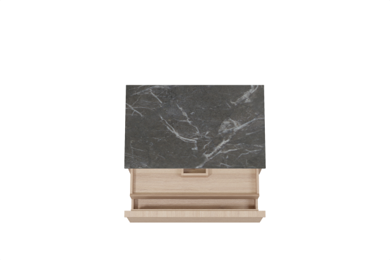 Balmani Forma zwevend badkamermeubel 90 x 55 cm natuur eik met Stretto enkel tablet in marmer pietra grey, Horizontale symmetrische rechte ribbel