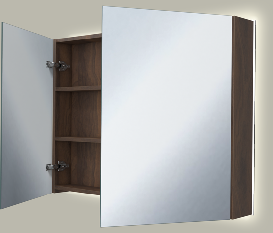 Storke Reflecta spiegelkast 100 x 75 cm notelaar met spiegelverlichting