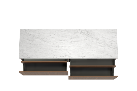 Balmani Sfera meuble salle de bains suspendu 180 x 55 cm noyer américain avec Stretto tablette simple ou double en marbre carrara
