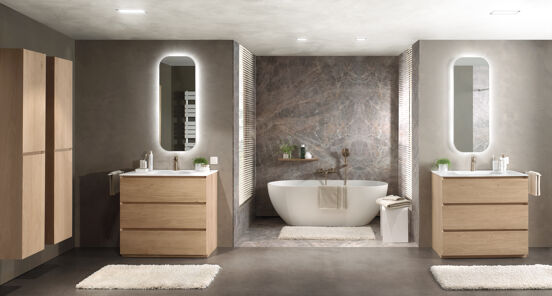 Balmani Mitra meuble sous-lavabo a poser 90 x 55 cm chêne naturel 3 tiroirs