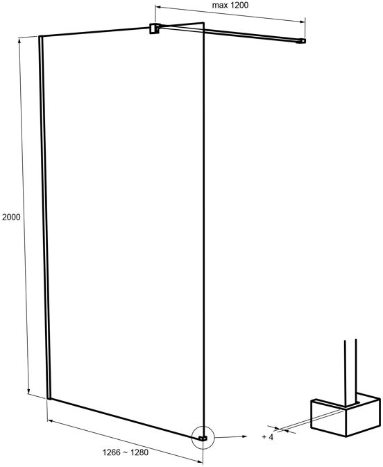 Balmani Modular inloopdouche 140 x 200 cm helder glas Brushed GunMetal profiel