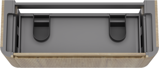 Storke Soft  hängendes möbelstück Waschtischunterschränke 120 x 46 cm Eiche rau 2 Schubladen Vert. Sym. Rippe