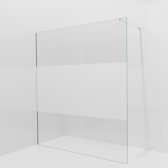 Balmani Modular douche à l'italienne: 180 x 200 cm, Verre transparent avec bande matte, avec coating, Profil Chrome brillant