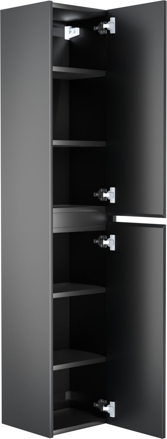 Storke Seda Badhochschrank: Hängend, Schwarz matt, 40 x 35 x 170 cm