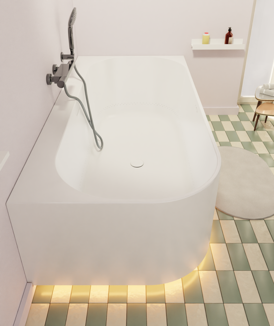 Luca Varess Laguna hoekbad rechts airmassage met LED 170 x 85 cm acryl mat wit