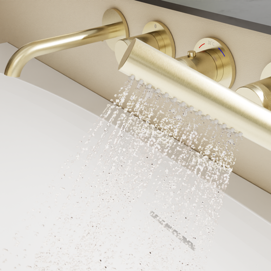 Blaufoss Pavilion Unterputz-Badewannenarmatur: Brushed Champagne Gold, inkl. Handbrauseset und Einbauelement