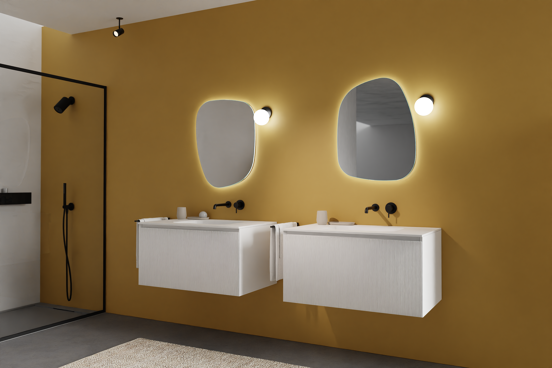 Balmani Cloud organisch badkamerspiegel 58 x 72 cm met spiegelverlichting en anti-damp