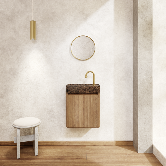 Balmani Auro miroir pour WC rond Brushed Champagne Gold Ø 35 cm