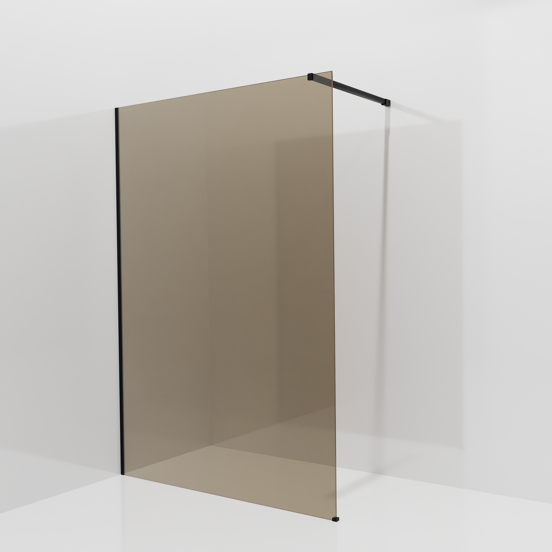 Balmani Modular douche à l'italienne: 140 x 200 cm, Verre bronze, avec coating, Profil Noir mat