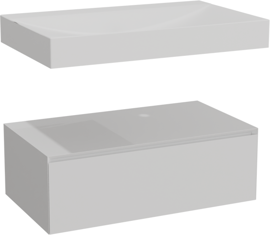 Balmani Mitra Elements meuble salle de bains suspendu 90 x 55 cm blanc mat avec Wave plan simple en solid surface blanc mat