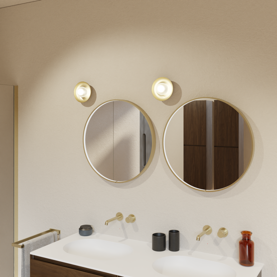 Balmani Secret miroir rond Brushed Champagne Gold lumineux et anti-buée Ø 60 cm
