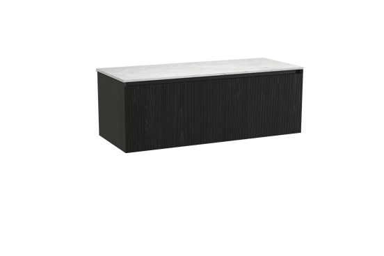 Balmani Fila meuble salle de bains suspendu 135 x 55 cm chêne noir avec Stretto tablette simple ou double en marbre carrara, Nervure droite symétrique verticale