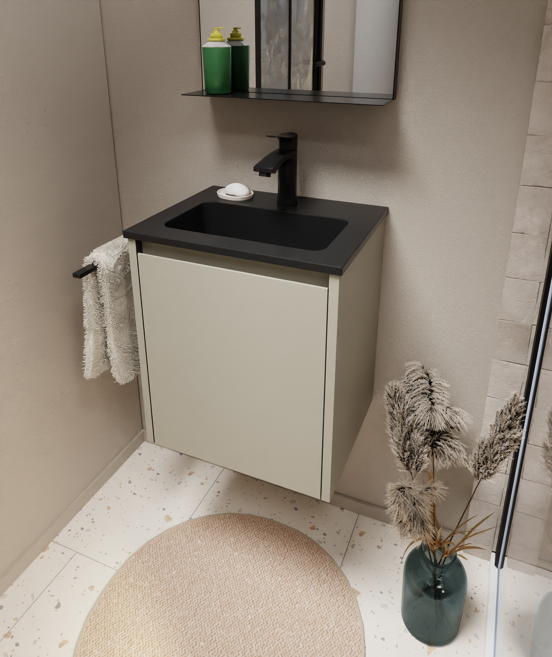 Storke Seda zwevende wastafelonderkast 45 x 35 cm zijdegrijs deur