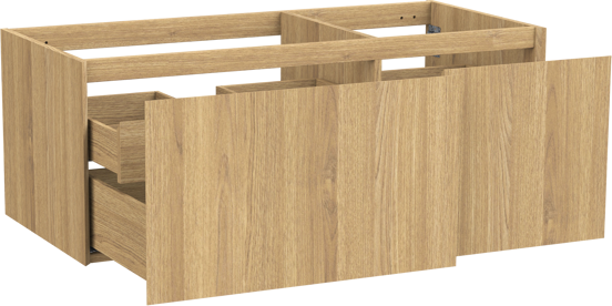 Balmani Idra zwevende wastafelonderkast 120 x 55 cm asymmetrisch links fineer naturel eiken 4 lades