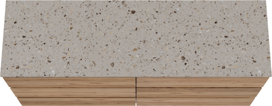 Balmani Lucida meuble salle de bains à poser 180 x 55 cm teck avec Stretto tablette simple ou double en terrazzo greige terrazzo