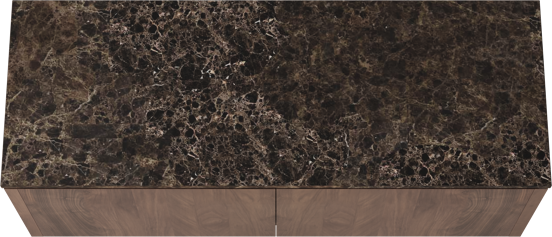 Balmani Eclips hängendes Möbelstück Set: 150 x 55 cm, Amerikanischer Nussbaum, mit Stretto Einzel- oder Doppel Waschtischplatte Marmor Dark Emperador