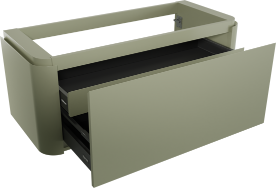 Balmani Moon hängender Waschbeckenunterschrank: 130 x 55 cm, Salbei Grün, 2 Schubladen