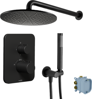 Blaufoss Smartbox Softline thermostatische inbouw regendoucheset met ronde regendouchekop 30 cm mat zwart