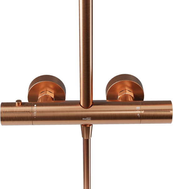 Blaufoss Round 300 colonne de douche de pluie mitigeur thermostatique Brushed Rosegold