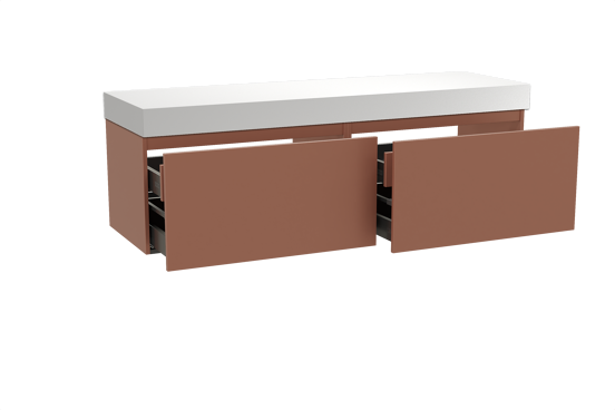 Balmani Sfera meuble salle de bains suspendu 180 x 55 cm cotto avec Dominus tablette simple ou double en solid surface blanc mat