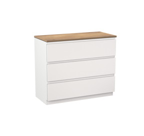 Linie Lado staand badmeubel 100 x 46 cm mat wit met Lado enkel of dubbel wastafelblad in melamine naturel eiken