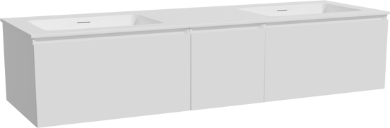 Storke Edge meuble salle de bains suspendu 165 x 52 cm blanc mat avec Mata double vasque en solid surface blanc mat