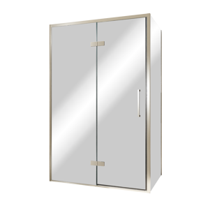 Balmani Senses Design Eckdusche: Drehtür (Links) mit fixierte Seitenwand, 120 x 90 cm, Reflex-Spiegelglas, Profil Brushed CoolMetal