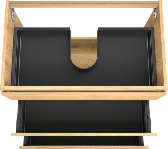 Balmani Lucida stehender Waschbeckenunterschrank: 90 x 55 cm, Eiche rustikal, 3 Schubladen