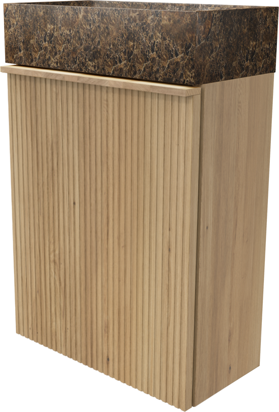 Balmani Forma zwevend toiletmeubel 42 x 21 cm natuur eik met Dama wastafel in Dark Emperador marmer