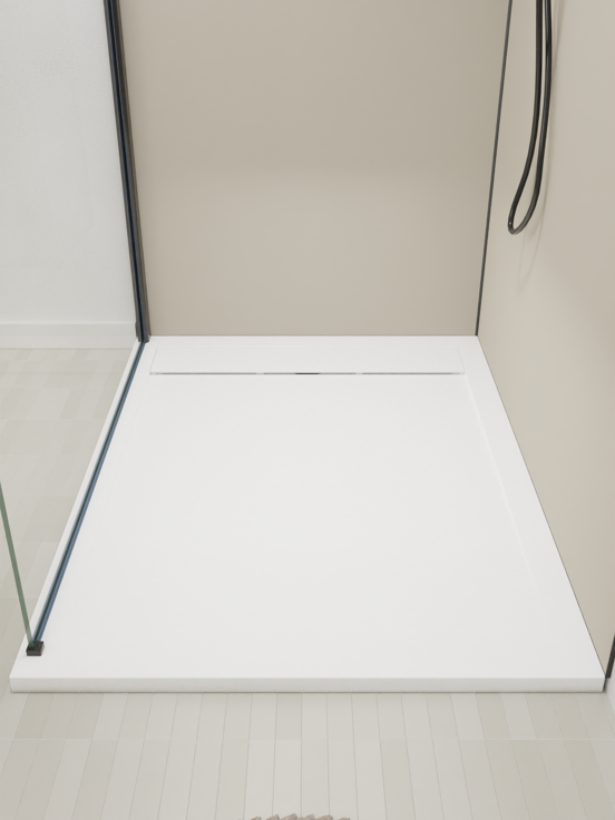 Luca Varess Dandy receveur de douche 120 x 90 cm marbre composite blanc mat  mat structure rock
