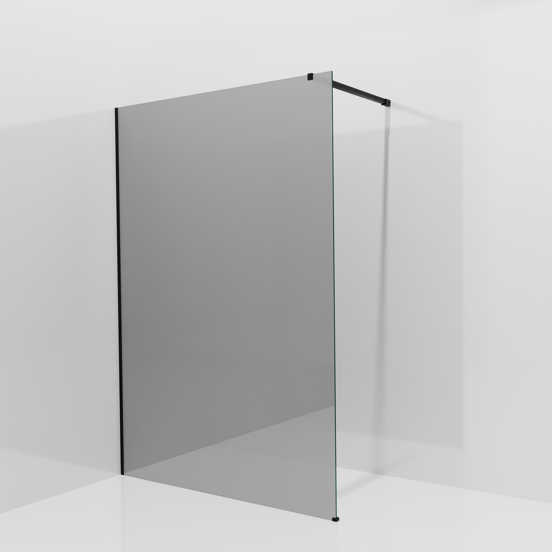 Balmani Modular Walk-In Dusche: 140 x 200 cm, Reflex-Spiegelglas, inklusive Coating, Profil Schwarz matt