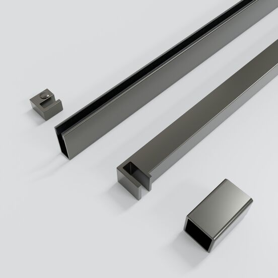 Balmani Modular inloopdouche: 80 x 200 cm, Lined met coating, Brushed GunMetal profielen