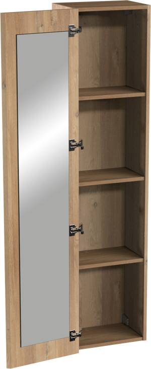 Storke Edge Badhochschrank: Hängend, mit Spiegel, Eiche rustikal, 40 x 30 x 170 cm