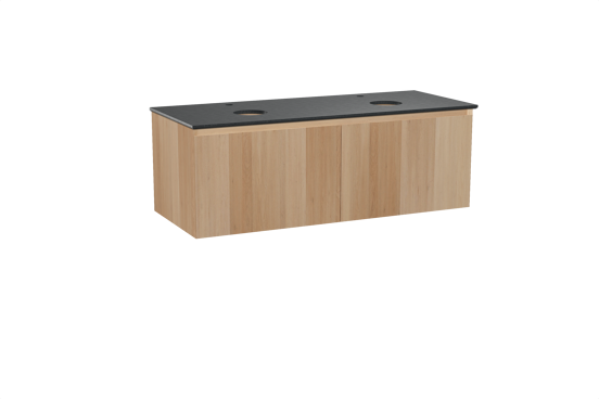 Balmani Idra zwevend badkamermeubel 135 x 55 cm natuur eik met Facetta dubbel tablet in graniet zwart