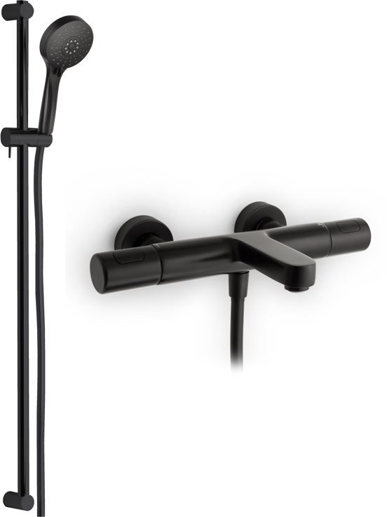 Blaufoss Apollo opbouw regendoucheset thermostatische kraan mat zwart