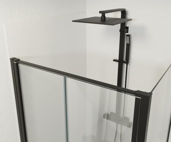 Luca Varess Kuresa douchehoek met pendeldeur 90 x 90 cm helder glas en mat zwart profiel