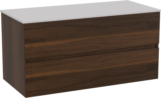Storke Edge meuble salle de bains suspendu 100 x 46 cm noyer avec Tavola tablette simple en solid surface blanc mat