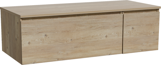 Storke Edge hängendes Möbelstück Set: 120 x 52 cm, Rohe Eiche, mit Panton Einzel- oder Doppel Waschtischplatte, Melamin Rohe Eiche