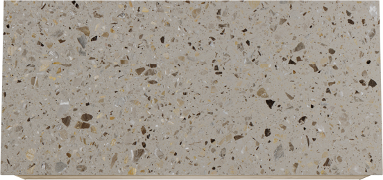 Balmani Mitra hängendes Möbelstück Set: 120 x 55 cm, Rohe Eiche, mit Stretto Einzel- oder Doppel Waschtischplatte, Terrazzo in Greige